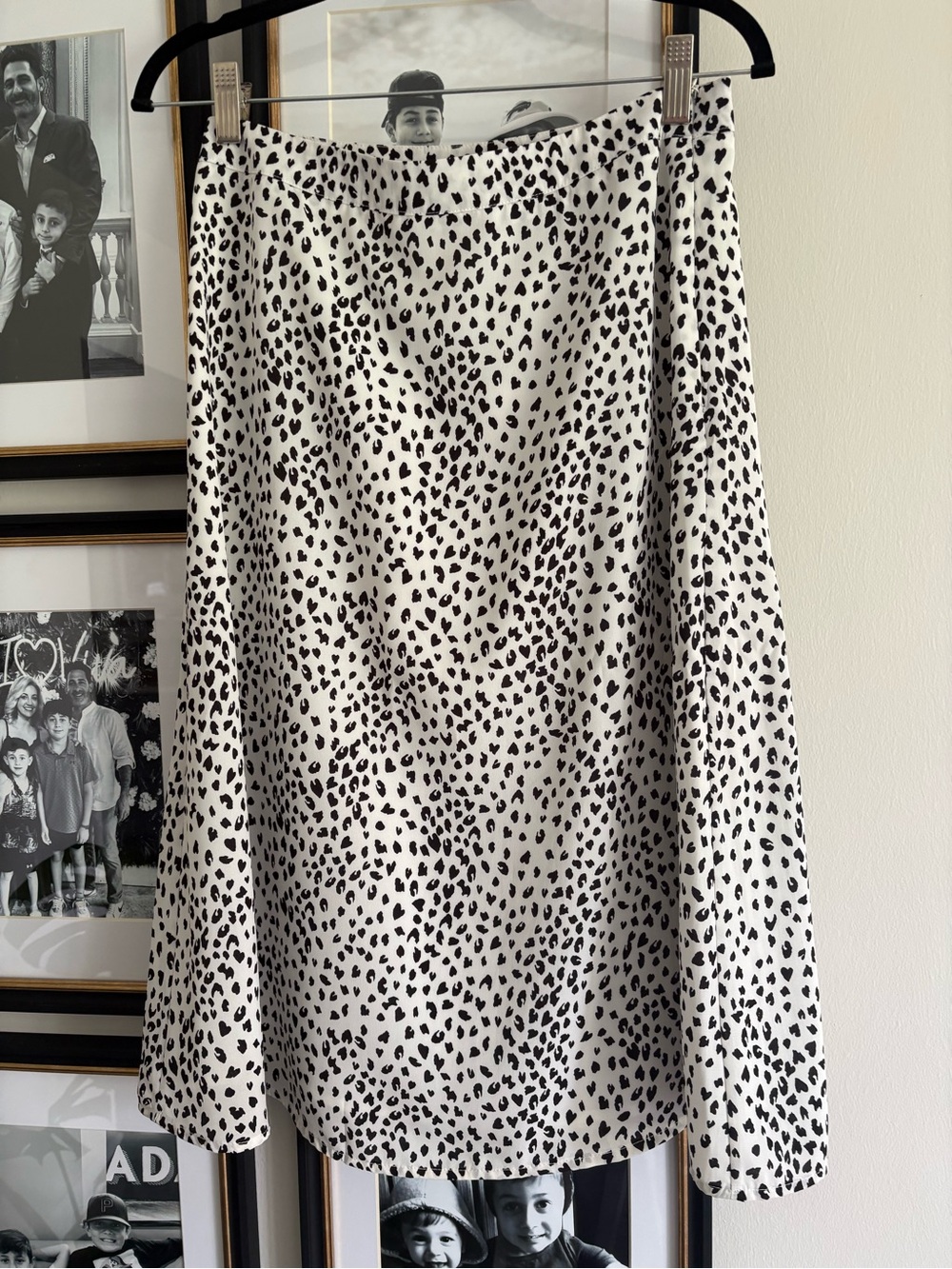 Paper Crane Black and White Animal Print Midi Skirt